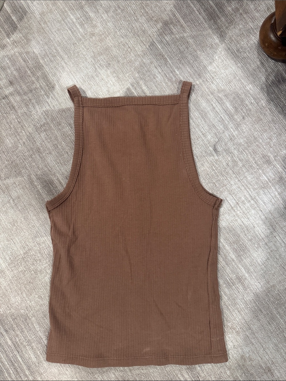 We the Free Ribbed Square-Neck Tank Top - Brown NWT XS
